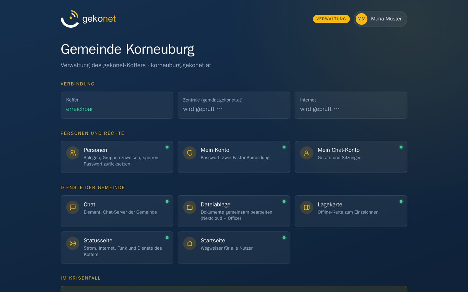 Die Verwaltungsseite der Gemeinde.
